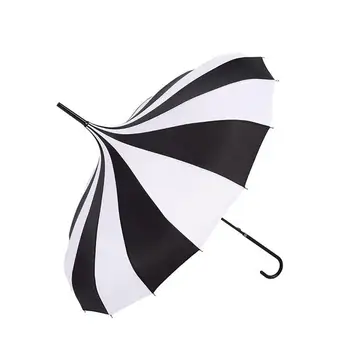 2021 Новый Классический черно-белый зонт от Солнца и дождя, женская большая длинная ручка, готический классический стиль Буреломной башни Пагоды