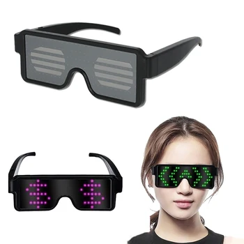 Светодиодные очки USB Зарядка Беспроводные Очки Неоновые Мигающие Светящиеся Очки Светящиеся Солнцезащитные очки Рождественские Принадлежности Реквизит для вечеринки
