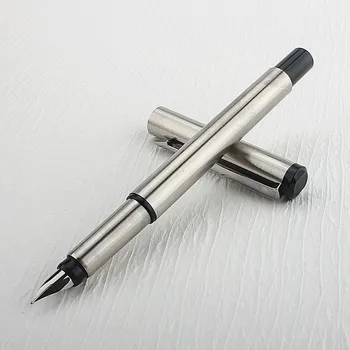  Роскошная серебристо-металлическая авторучка с пером 0,5 мм, ручки с цельнометаллическим корпусом, деловые Подарочные письма, каллиграфия, канцелярские принадлежности