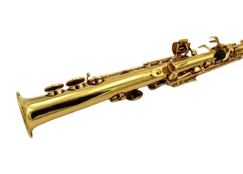  музыкальный золотой лакированный прямой сопрано-саксофон с двумя грифами
