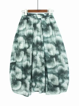  Женская Корейская юбка-тай-дай с эластичной высокой талией контрастного цвета, винтажные юбки до середины икры 2023, Летняя новинка Mujer Faldas Y350