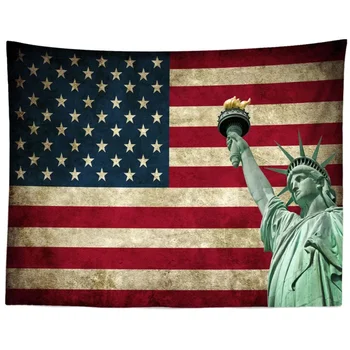 Гобелен со Статуей Свободы, Винтажный Американский флаг, висящий на стене 4 июля, День Независимости, Гобелены, Декор спальни, Настенное одеяло