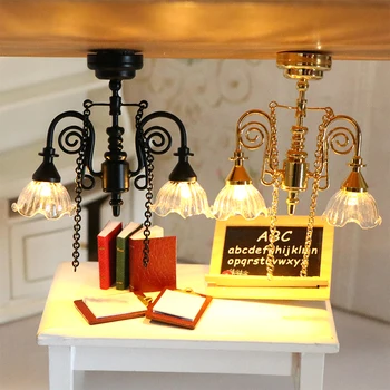  Миниатюрный кукольный домик 1: 12, светодиодная лампа, Потолочный светильник, Люстра, Подвесное освещение, Модель мебели для дома, игрушка для декора Кукольного дома