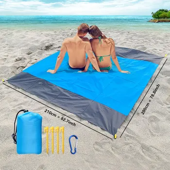  Карманный коврик для пикника 200x210 см, водонепроницаемый пляжный коврик, одеяло без песка, походная палатка для пикника, складной чехол, постельные принадлежности