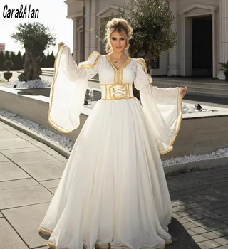  Традиционные косовско-албанские белые вечерние платья Brdial для женщин, вечерние платья с расклешенными рукавами, Кружевная аппликация, свадебное платье для вечеринки