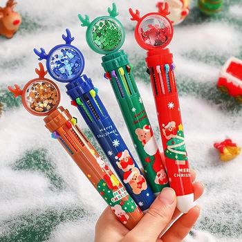  4 Цвета, милая рождественская шариковая ручка, гелевые ручки с изображением Санта-Клауса из мультфильма Каваи, школьные принадлежности, офисные аксессуары