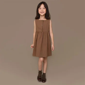  Детская одежда, летнее винтажное платье для девочек, платья принцессы-подростка для девочек, Однотонное хлопковое новое платье, детская одежда от 7 до 12 лет