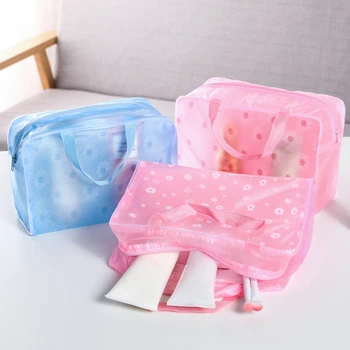  Для косметички, компрессионных дорожных сумок для ванной, 5-цветная водонепроницаемая косметичка из ПВХ, женский Прозрачный органайзер