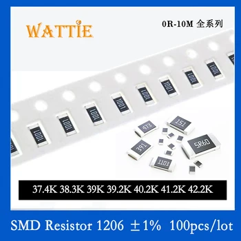  SMD резистор 1206 1% 37,4K 38,3K 39K 39,2K 40,2K 41,2K 42,2K 100 шт./лот микросхемные резисторы 1/4 Вт 3,2 мм*1,6 мм