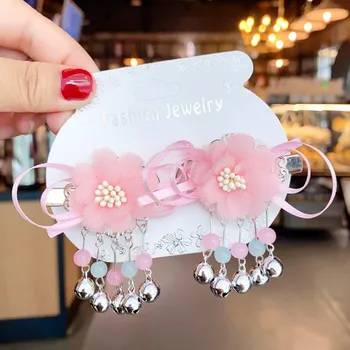  2020 Китайская традиционная розовая цветочная шпилька Hanfu, заколки для волос с кисточками из смолы для девочек, детские аксессуары для волос