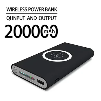 Power Bank 200000 мАч, беспроводная портативная зарядка, 2 USB-внешних аккумулятора для Iphone и Android
