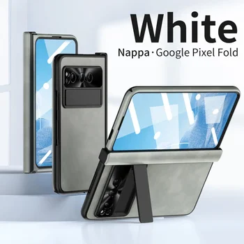  Кожаный чехол с магнитной петлей Nappa для Google Pixel Fold 5G чехол с петлей на переднем экране, стеклянная пленка, полная для Google Pixel Fold Cover