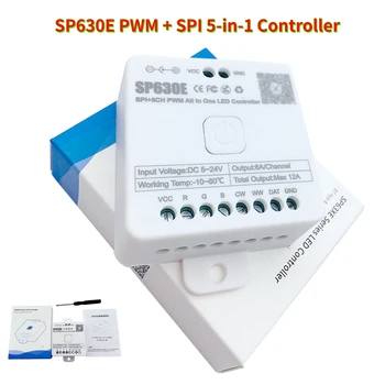  Новый SP630E 5-в-1 светодиодный SPI Пиксельный Контроллер DC5-12V 5CH PWM Музыкальный Диммер Для WS2812B WS2811 SK6812 5050 RGB RGBW CCT Светодиодная Лента