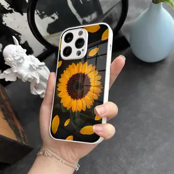  Чехол для телефона Sunflower Art для Iphone 15 13 12 14 11 Pro Max Mini X Xr Xs 8 7 Puls 6 Стекло