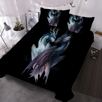  Комплект постельного белья с рисунком дракона Инь и Ян, Декоративный Пододеяльник из 3 предметов с 2 Наволочками