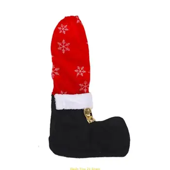  Мягкая и устойчивая к скольжению красная накидка на ножки рождественского стола из ткани в виде снежинок
