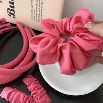 Серия Dress Up Розовая шелковая атласная повязка на голову, резинки для волос, заколка для волос, ожерелье, милые аксессуары для волос