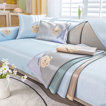  2022 новый диван ice silk коврик подушка мультяшный чехол для дивана простой современный летний чехол для подушки