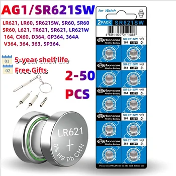  Высокая Емкость 10-50 шт SR621SW AG1 LR621 364 363 LR60 164 1,5 В Щелочная Монета Серебряная Кнопочная Батарея Для Часов С подарком 1шт
