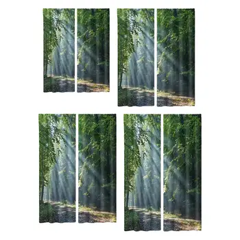  Затемняющие шторы с цифровой печатью Forest, шторы с люверсами для спальни