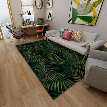  Мягкий флисовый ковер Reese Velvet, коврик у кровати в гостиной, Прохладный зеленый тропический лес, Пальмовые листья, пол в комнате, диван, стул, декор, коврики для декора.