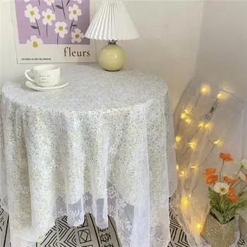  Корейская девушка сердце белая кружевная скатерть журнальный столик марлевый пылезащитный чехол коврик пасторальный винтажный цветочный обеденный стол