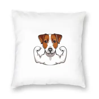  Наволочка для подушки с рисунком Джек-рассел-терьера 45x45 см, милый подарок, забавный щенок, наволочка для гостиной, двусторонняя
