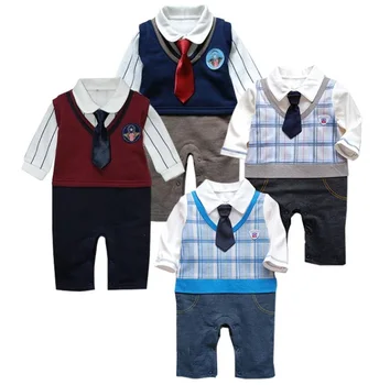  Детский комбинезон Hooyi, красивый смокинг с галстуком для малышей, цельная одежда, одежда для маленьких мальчиков, комбинезон roupas de bebe, наряды
