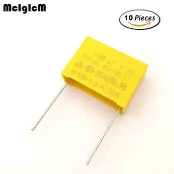  MCIGICM 0.68мкФ 10шт конденсатор X2 конденсатор 275 В переменного тока С шагом 22 мм X2 конденсатор из полипропиленовой пленки 0.68 мкФ
