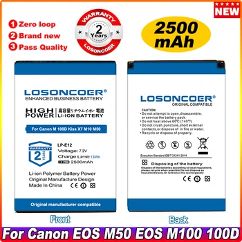 Аккумулятор LOSONCOER 2500 мАч LP-E12 LPE12 Для Canon SX70 HS Rebel SL1 EOS-M M2 M10 M50 M100 M200 