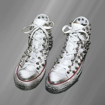  Аксессуары для ногтей в серебряном ведерке с высоким берцем для парусиновой обуви в стиле old custom, интегрированная спортивная повседневная обувь, женская обувь 35-46