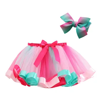  Праздничная юбка-пачка для девочек, нижняя юбка для девочек, детская рождественская пачка для девочек, Танцевальная балетная юбка принцессы, милая юбка + заколка для волос с бантом