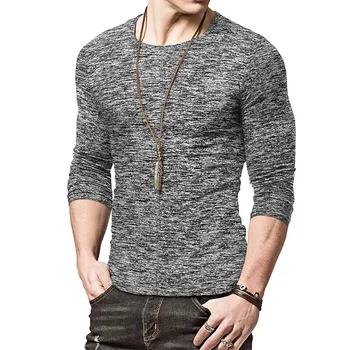  Осенне-зимняя мужская нижняя рубашка 2023 года, футболка с круглым вырезом и длинным рукавом, Мужская верхняя футболка, мужская одежда