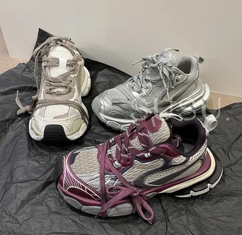  Женские кроссовки на платформе, Корейская женская обувь, теннисная женская обувь, Модные кроссовки на толстой подошве, розовые каблуки, ткань 2023 г.
