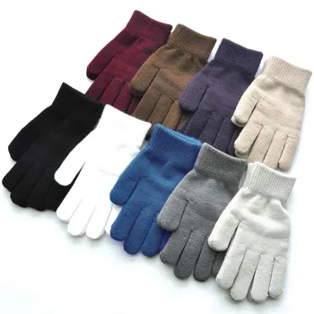  Мужские и женские вязаные шерстяные перчатки, теплые зимние перчатки для верховой езды и флисовые перчатки