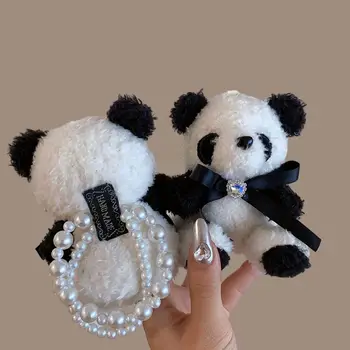  Жемчужный браслет Плюшевая панда Веревка для волос Кольцо для волос кукла Резинка для волос держатель для конского хвоста Браслет с пандой в китайском стиле для девочек