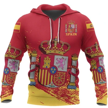  Толстовка с национальным гербом Испании для мужчин, толстовка с испанской графикой с 3D-принтом, длинные рукава, весенне-осенний пуловер, детские толстовки