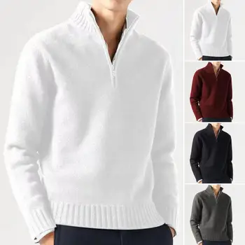  Мужской зимний свитер премиум-класса с высоким воротником, плотный вязаный, устойчивый, стильный, мягкий, не скатывается, идеально подходит для осени