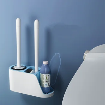  Многофункциональный набор туалетных щеток со сливным основанием, настенная силиконовая щетка для чистки унитаза с длинной ручкой, домашняя посуда для ванной комнаты