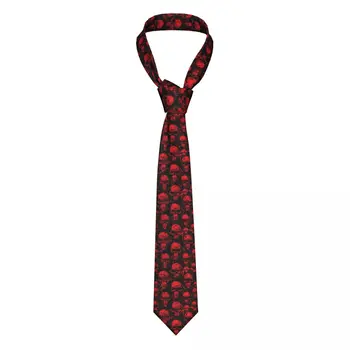  Повседневный узкий красный галстук со зловещими черепами в виде наконечника стрелы, тонкий галстук для мужчин, мужские аксессуары, простота для вечернего официального галстука