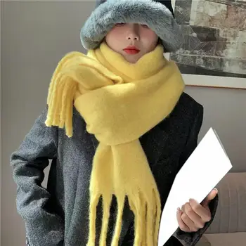  Зимний длинный шарф, уютный зимний шарф, утолщенный ветрозащитный Стильный шейный платок для женщин, тепловой шарф