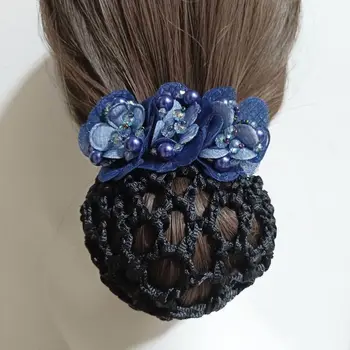  Корейский Элегантный Сетчатый снуд с цветочным пучком, пружинные зажимы, Заколка для волос медсестры, сетчатый чехол для волос для женщин, головные уборы с сеткой для волос для девочек