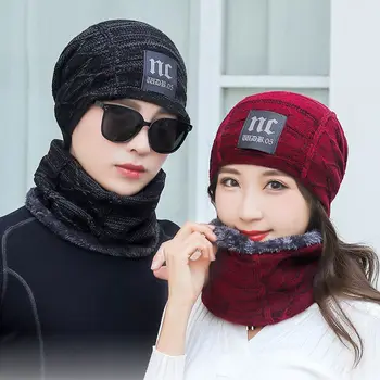  Лыжная ветрозащитная шапка для мальчиков и девочек, шарф, зимняя теплая шапочка-бини из утолщенной шерсти