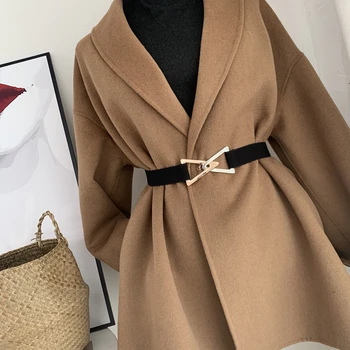  Модный корсетный пояс с треугольной пряжкой, женский декоративный эластичный пояс, Простые дизайнерские регулируемые ремни, Широкое пальто Для женщин 2022