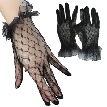  Женские кружевные перчатки Элегантные короткие перчатки Любезно предоставлены Летними перчатками для свадебных званых ужинов Перчатки из кружевной сетки и пряжи