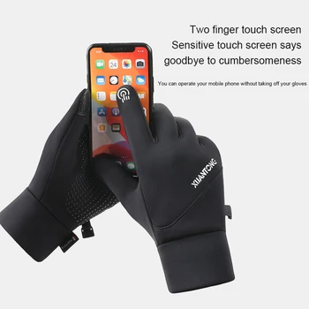  Зимние уличные перчатки Мужские Велосипедные Женские теплые флисовые черные перчатки Ветрозащитные перчатки для бега на лыжах с сенсорным экраном