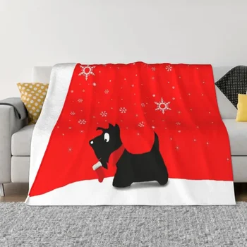  Диван-Флисовое Праздничное одеяло для собак породы Скотти, Теплые Фланелевые Одеяла для Скоттиш-терьеров для кровати, Офисное одеяло для дивана