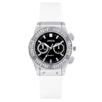  Модные женские часы из резины 2024, Роскошный бренд, Повседневные Женские кварцевые наручные часы с бриллиантами, простые спортивные часы Relogio Feminino