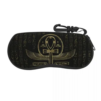  Футляр для очков с Египетским крестом, женские Мужские Мягкие Иероглифы, золотые и черные Солнцезащитные очки, защитная сумка