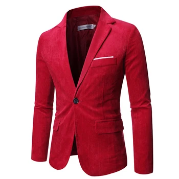  Удобный Модный мужской блейзер, пиджак, винтажное деловое повседневное пальто, Вельветовый прочный шнур с вырезами на лацканах с длинным рукавом